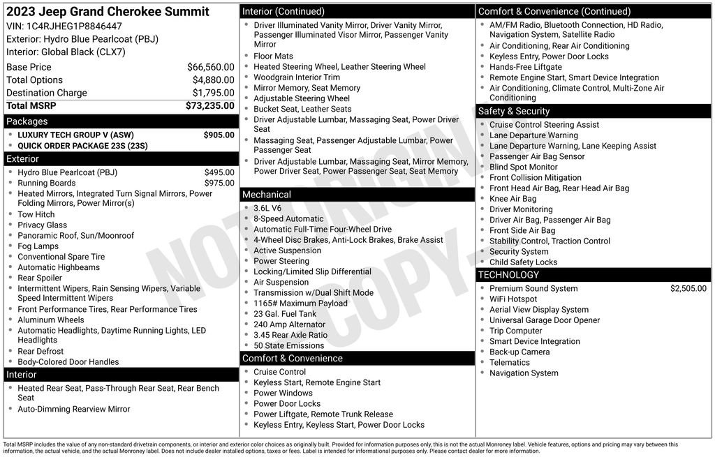 Used 2023 Jeep Grand Cherokee Summit w/ Luxury Tech Group V image 10