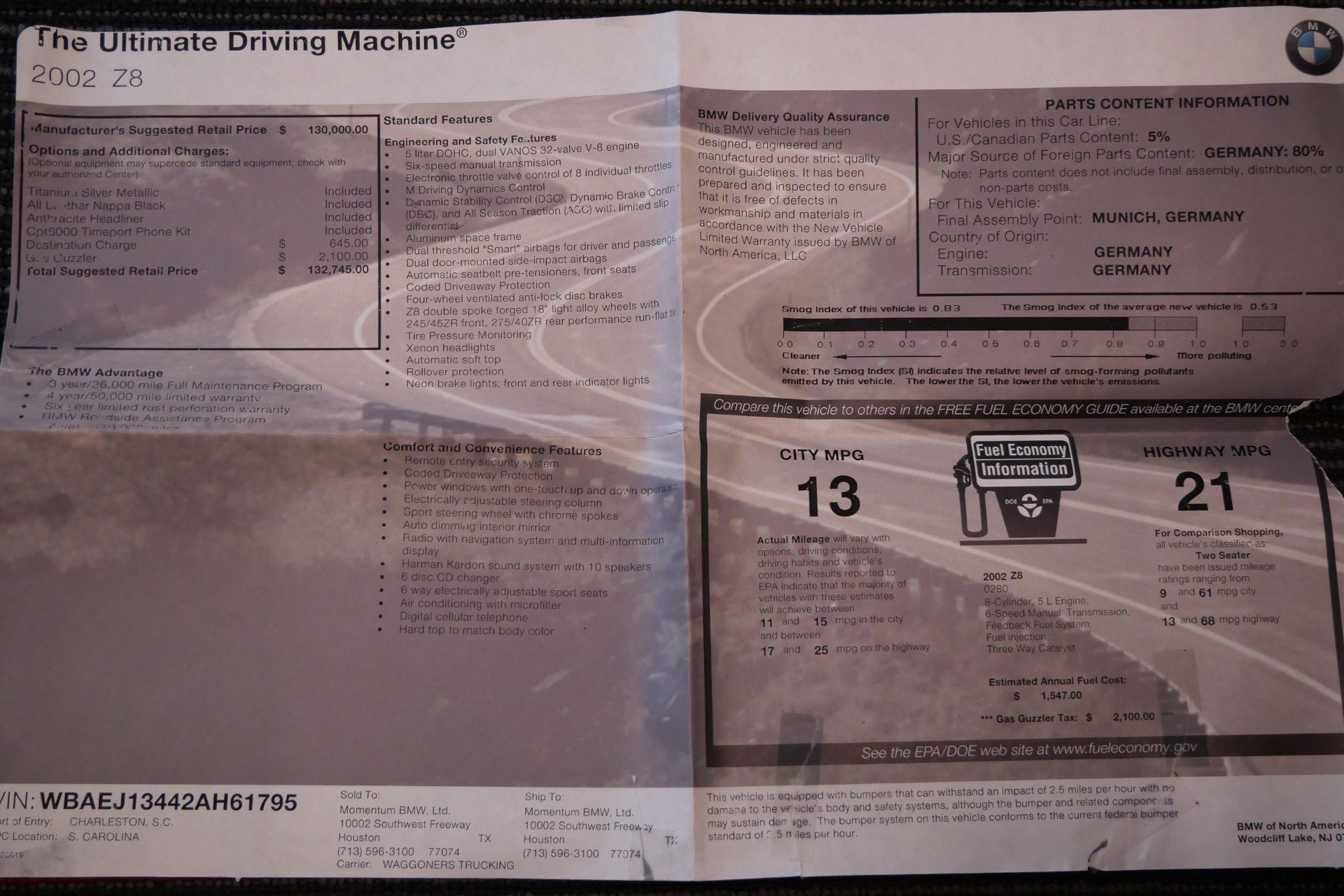 Used 2002 BMW Z8 RWD image 24