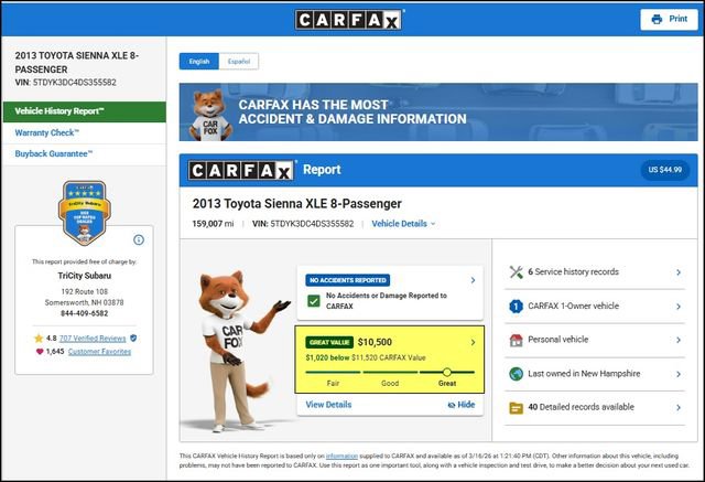 Used 2013 Toyota Sienna XLE w/ Entertainment Pkg image 10