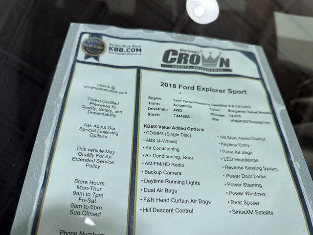 Used 2018 Ford Explorer Sport w/ Equipment Group 401A AWD/4WD image 40