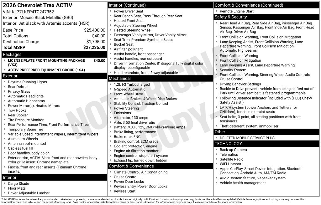 New 2026 Chevrolet Trax ACTIV FWD image 55