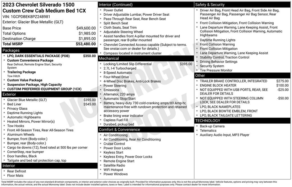 Used 2023 Chevrolet Silverado 1500 Custom w/ LPO, Dark Essentials Package image 4