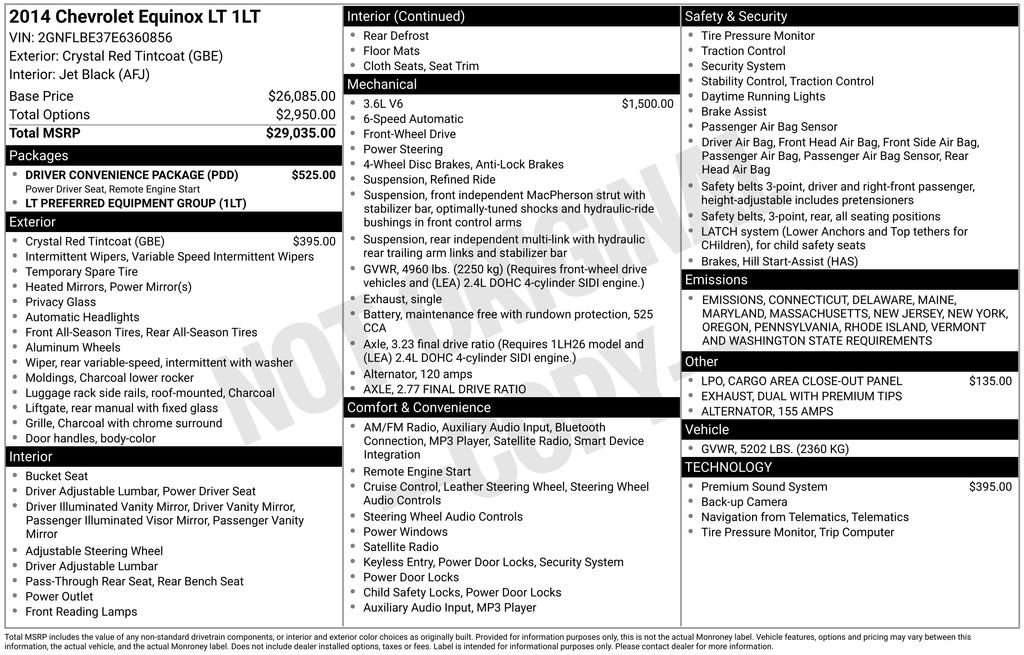 Used 2014 Chevrolet Equinox LT w/ Driver Convenience Package