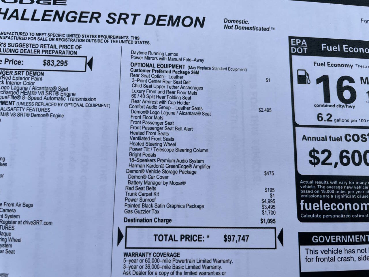 Used 2018 Dodge Challenger SRT Demon RWD image 7