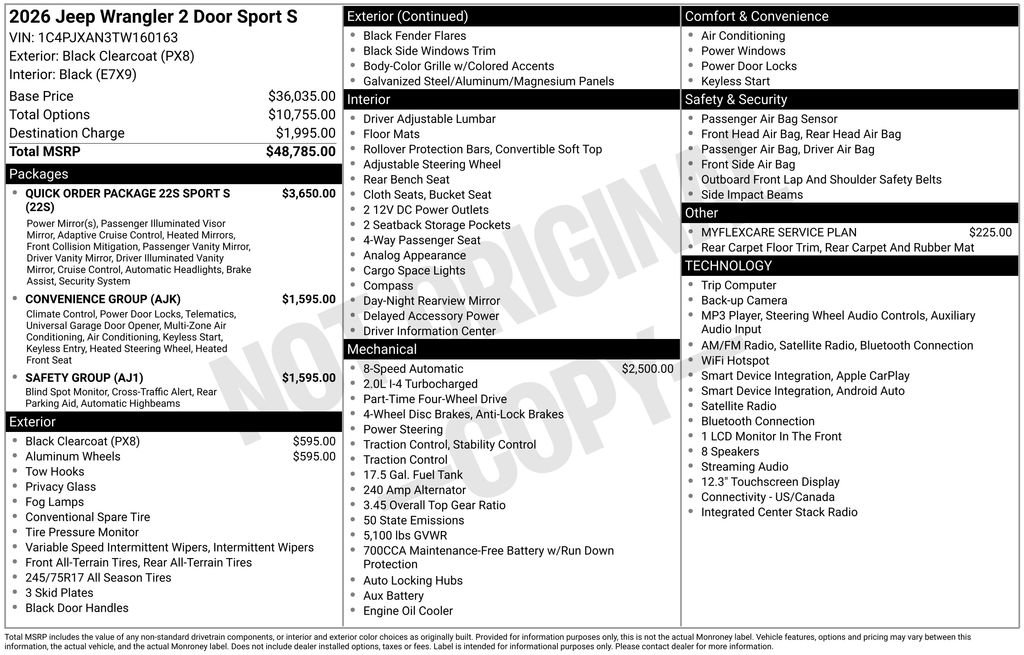New 2026 Jeep Wrangler Sport AWD/4WD image 36