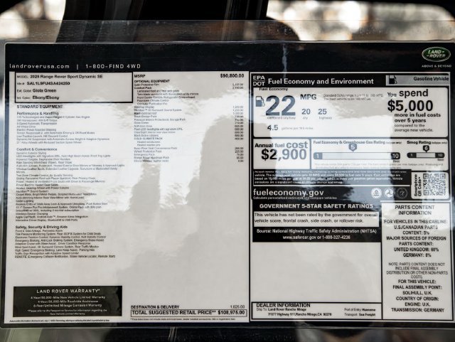 New 2025 Land Rover Range Rover Sport Dynamic SE AWD/4WD image 32