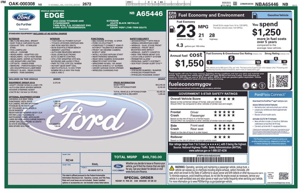 Used 2022 Ford Edge Titanium w/ Equipment Group 301A AWD/4WD image 10