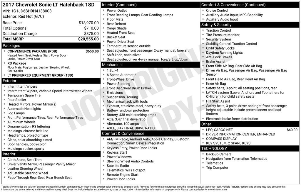 Used 2017 Chevrolet Sonic LT w/ Convenience Package image 2