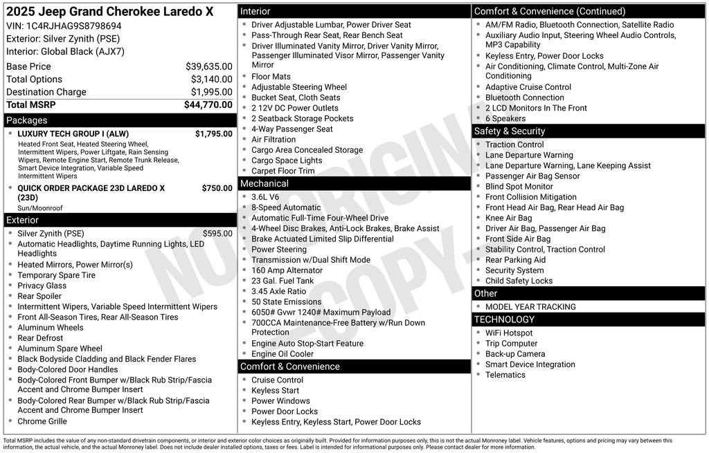 New 2025 Jeep Grand Cherokee Laredo X w/ Luxury Tech Group I image 29