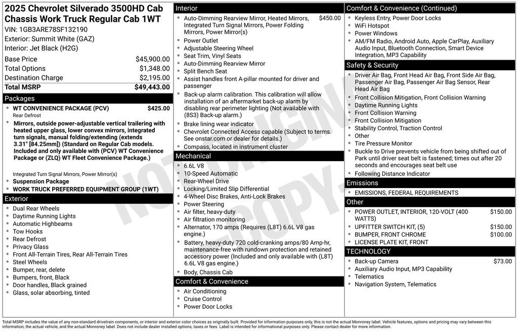 New 2025 Chevrolet Silverado 3500 W/T w/ WT Convenience Package image 10