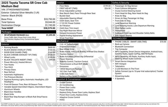 Used 2025 Toyota Tacoma SR w/ SR Upgrade Package RWD image 34