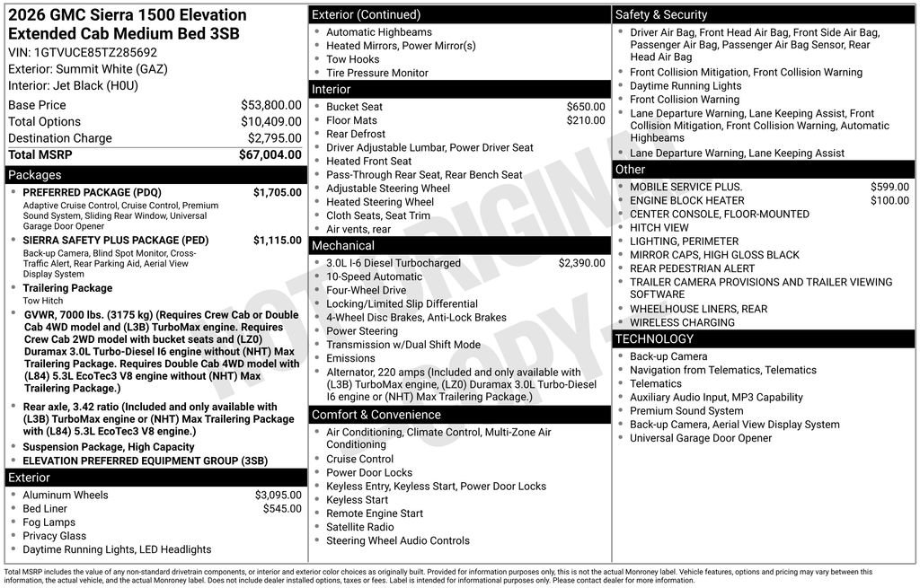 New 2026 GMC Sierra 1500 Elevation w/ Preferred Package AWD/4WD image 43