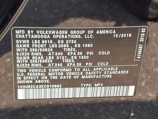 Used 2019 Volkswagen Atlas SE w/ Panoramic Sunroof Package AWD/4WD image 27