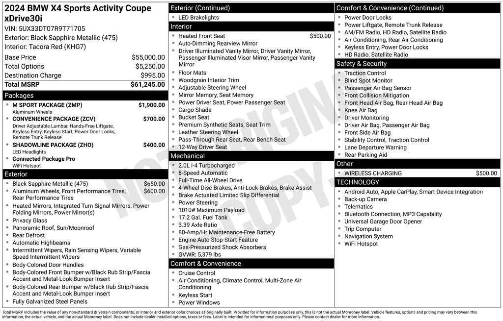 Used 2024 BMW X4 xDrive30i w/ M Sport Package AWD/4WD image 3