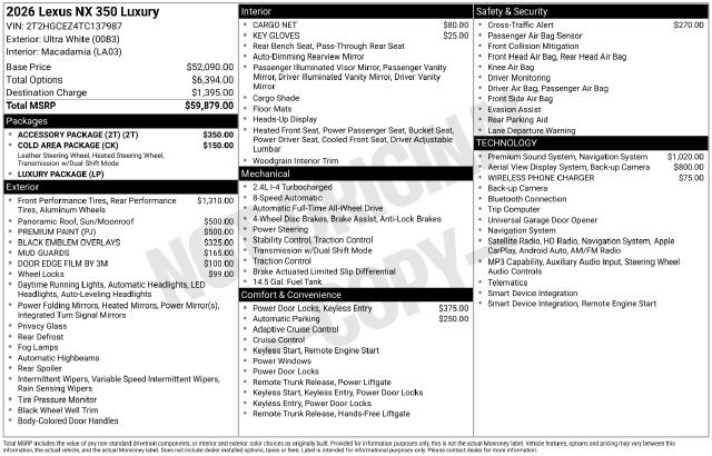 New 2026 Lexus NX 350 AWD w/ Accessory Package (2T) image 34