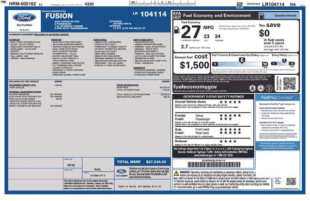 Certified 2020 Ford Fusion SE w/ Equipment Group 151A image 2
