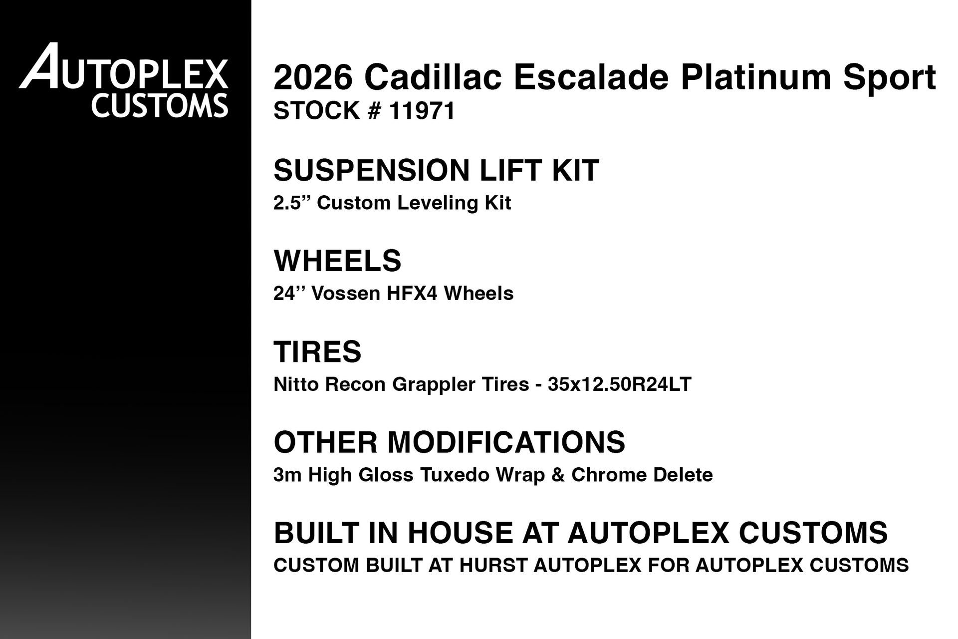 Used 2026 Cadillac Escalade Platinum Sport w/ LPO, Floor Liner Package AWD/4WD image 2