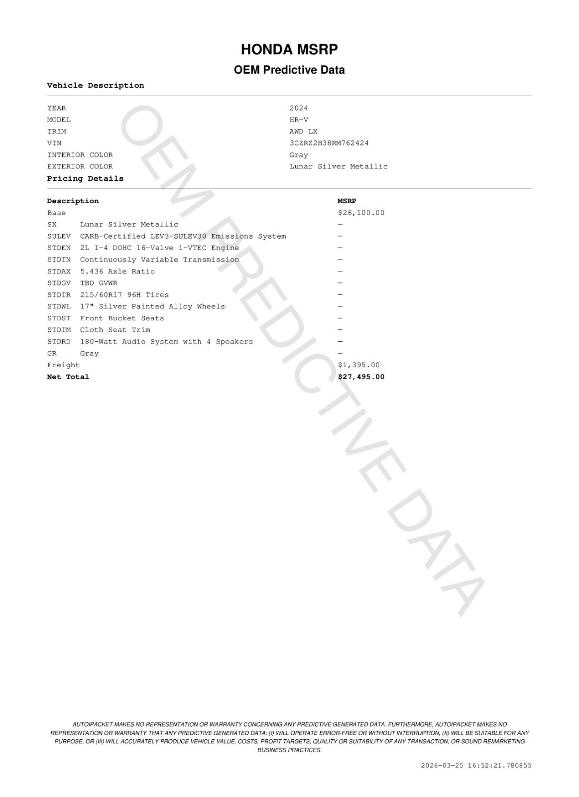 Used 2024 Honda HR-V LX image 11
