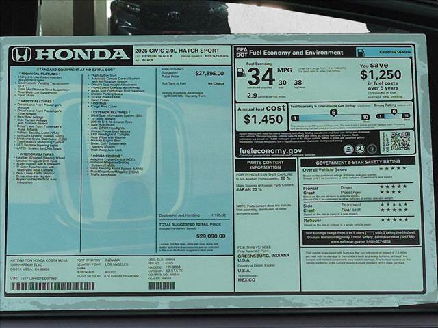 New 2026 Honda Civic Sport image 18