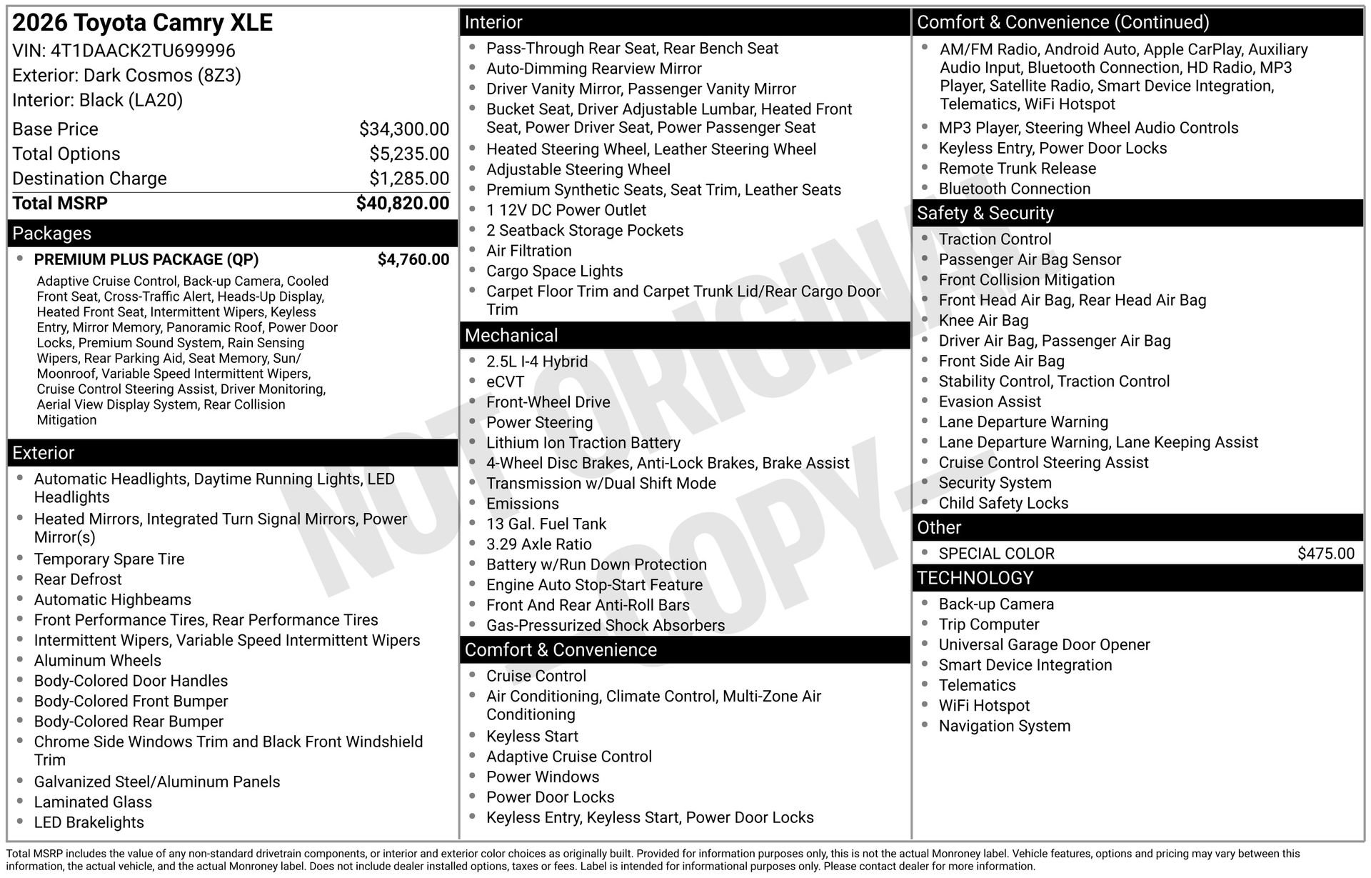 Certified 2026 Toyota Camry XLE w/ Premium Plus Package image 33