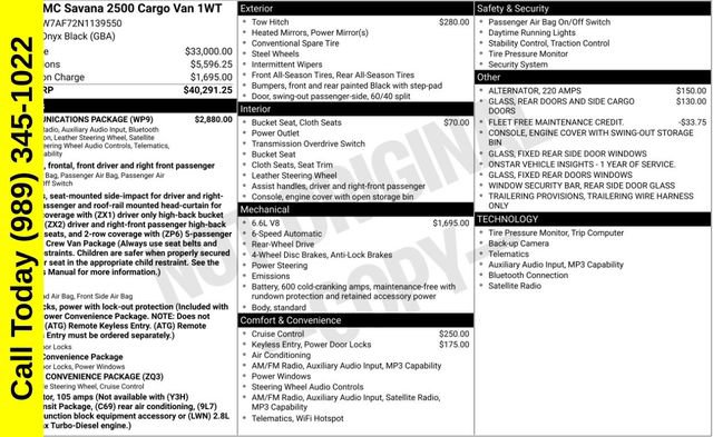 Used 2022 GMC Savana 2500 w/ Communications Package RWD image 2