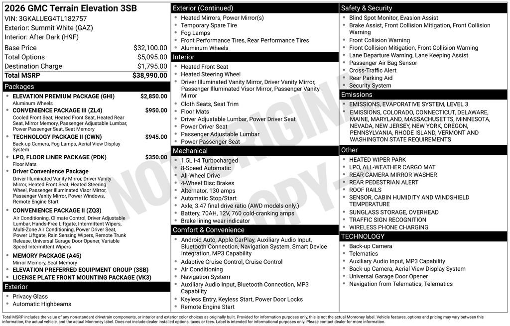 New 2026 GMC Terrain Elevation w/ Elevation Premium Package image 34