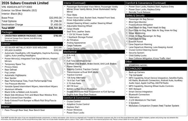Certified 2026 Subaru Crosstrek 2.5i Limited w/ Crosstrek Mirror Package AWD/4WD image 21