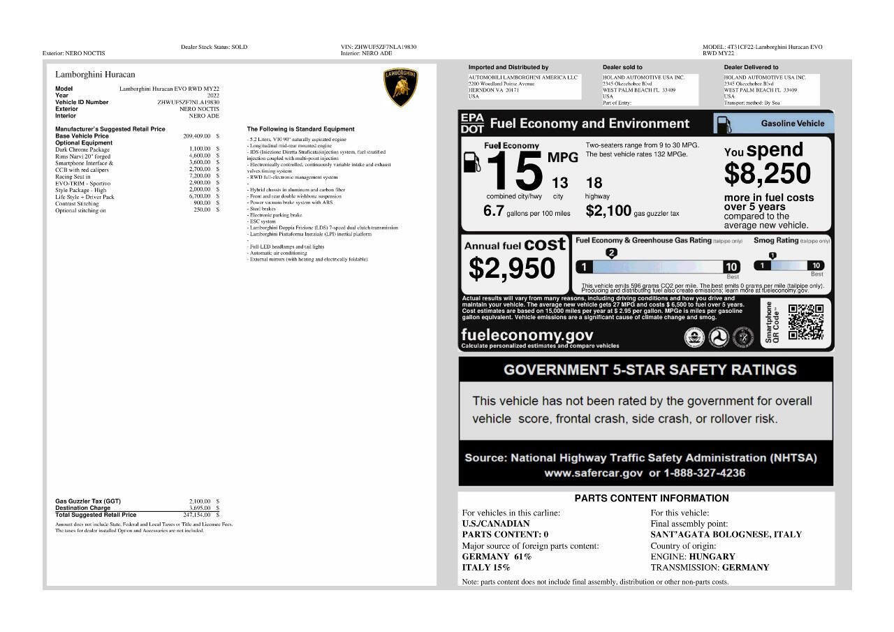 Used 2022 Lamborghini Huracan EVO image 93