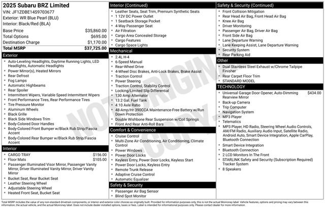 Certified 2025 Subaru BRZ Limited RWD image 34