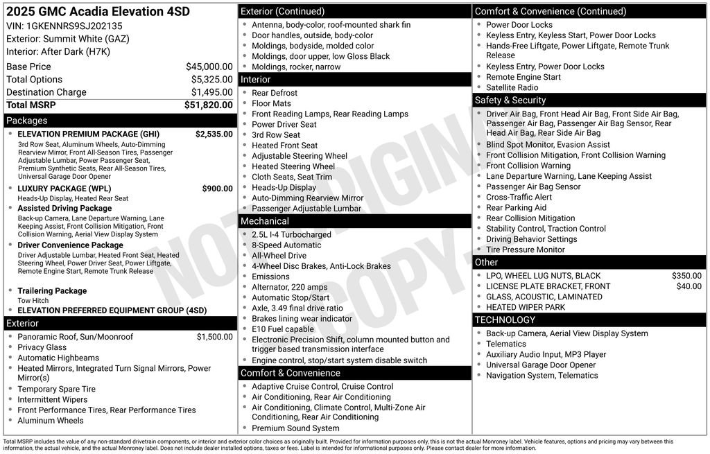 Certified 2025 GMC Acadia Elevation w/ Elevation Premium Package image 2
