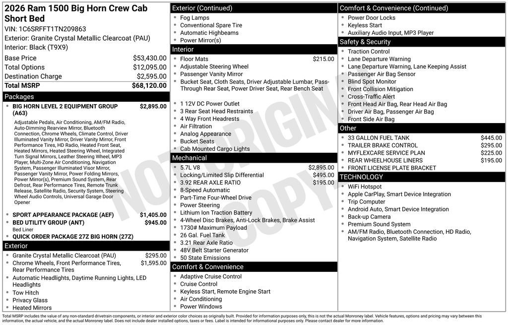 New 2026 RAM 1500 Big Horn AWD/4WD image 3