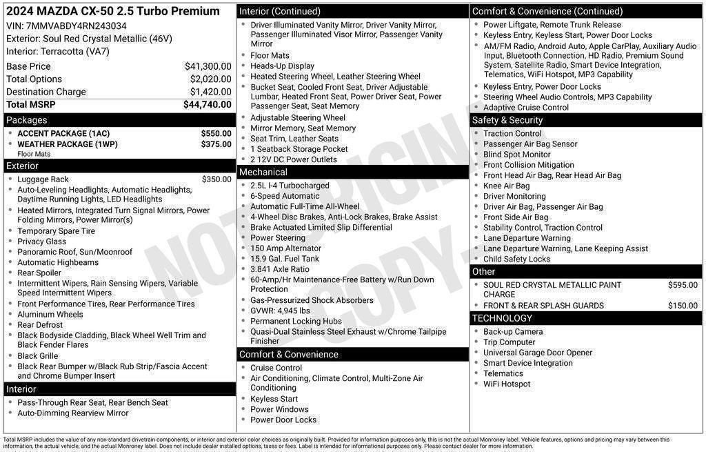 Certified 2024 MAZDA CX-50 AWD 2.5 Turbo w/ Accent Package image 36