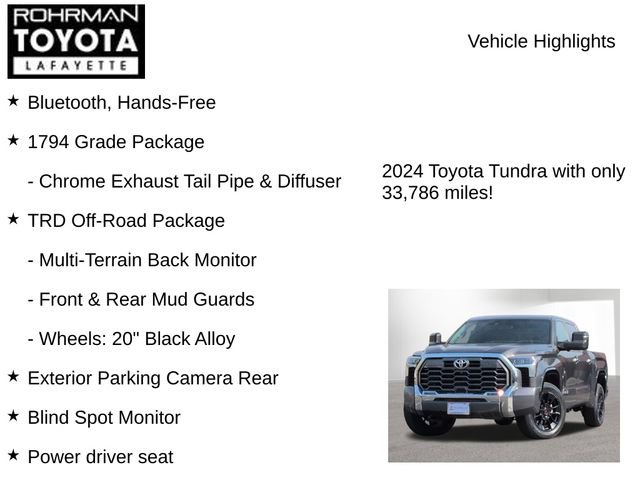 Used 2024 Toyota Tundra 1794 Edition w/ TRD Off-Road Package AWD/4WD image 8