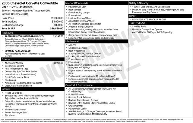Used 2006 Chevrolet Corvette Convertible w/ Preferred Equipment Group