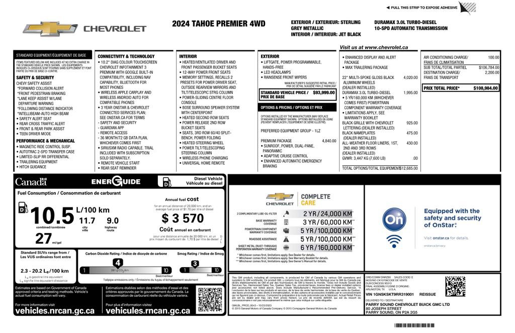 Used 2024 Chevrolet Tahoe Premier w/ Premium Package AWD/4WD image 2