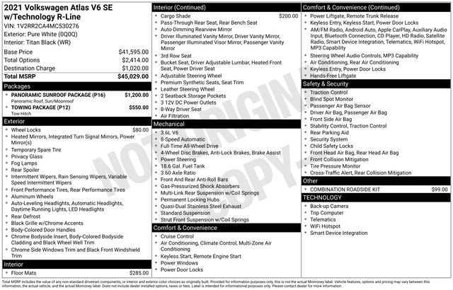 Used 2021 Volkswagen Atlas SE w/ Panoramic Sunroof Package image 26