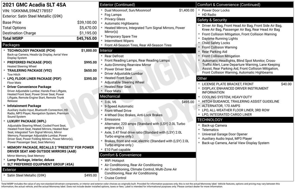 Used 2021 GMC Acadia SLT w/ Technology Package image 7