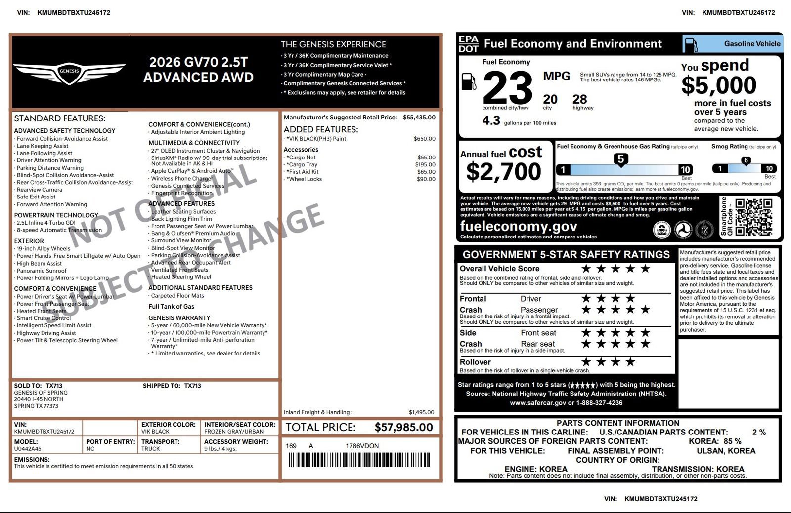 Certified 2026 Genesis GV70 2.5T Advanced image 3