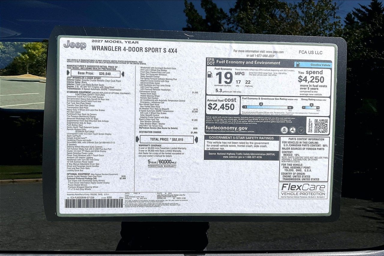New 2027 Jeep Wrangler Unlimited Sport AWD/4WD image 34