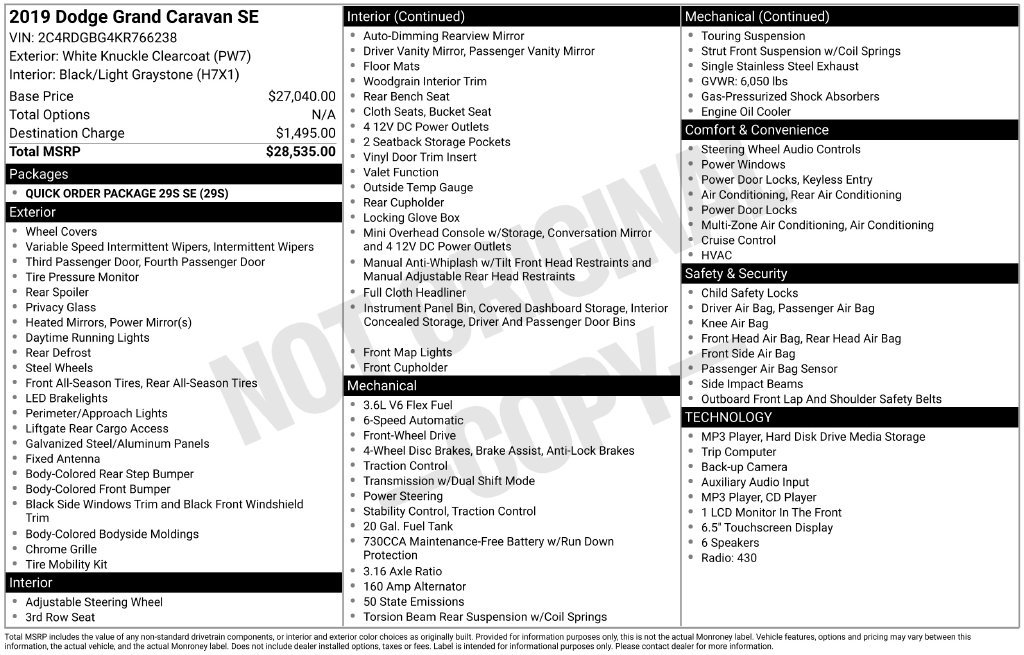 Used 2019 Dodge Grand Caravan SE FWD image 6