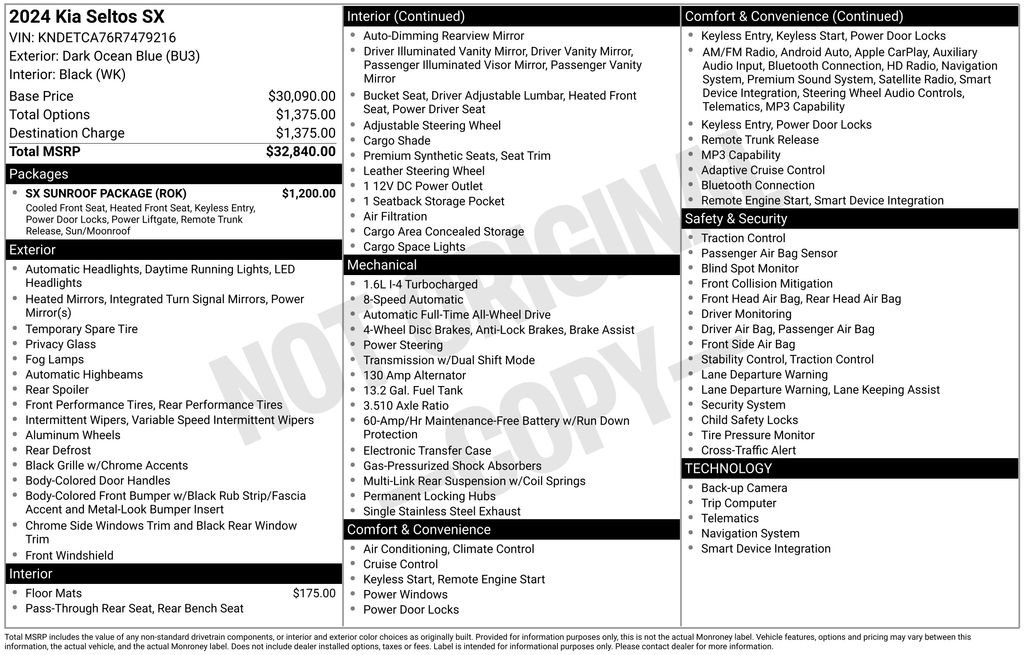 Certified 2024 Kia Seltos SX w/ SX Sunroof Package AWD/4WD image 38