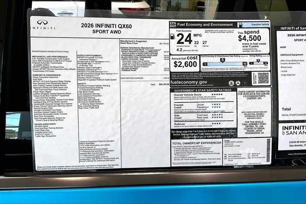 New 2026 INFINITI QX60 Sport w/ Dark Cargo Package image 20