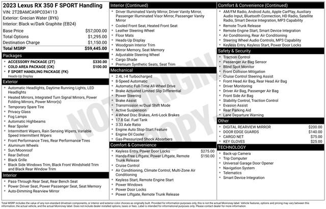 Certified 2023 Lexus RX 350 F Sport w/ Accessory Package AWD/4WD image 52