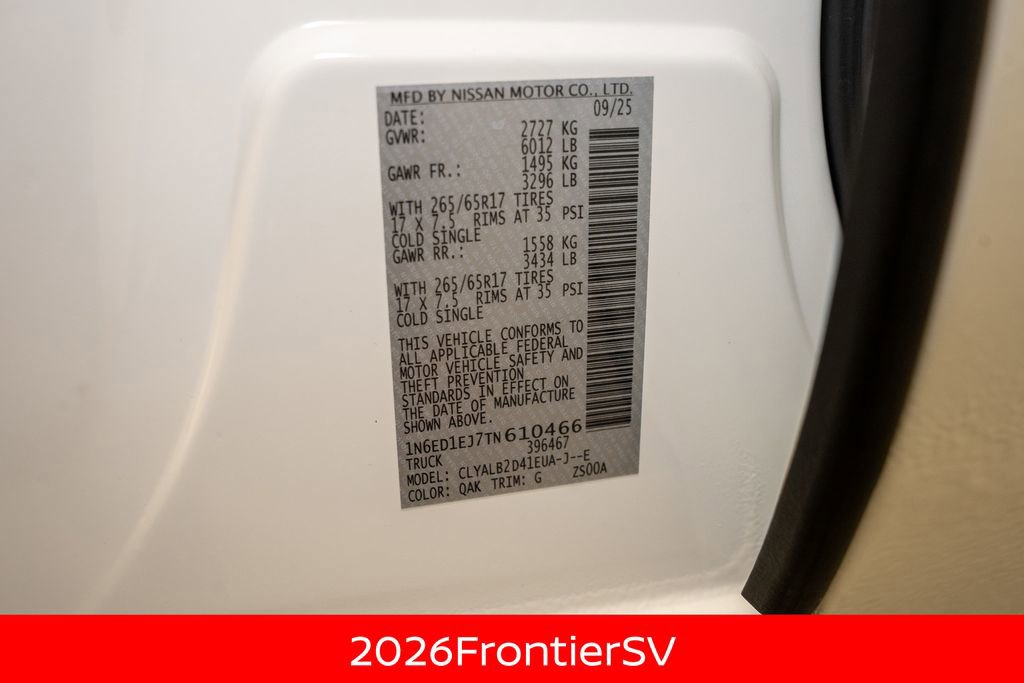 New 2026 Nissan Frontier SV w/ Tow Package image 23