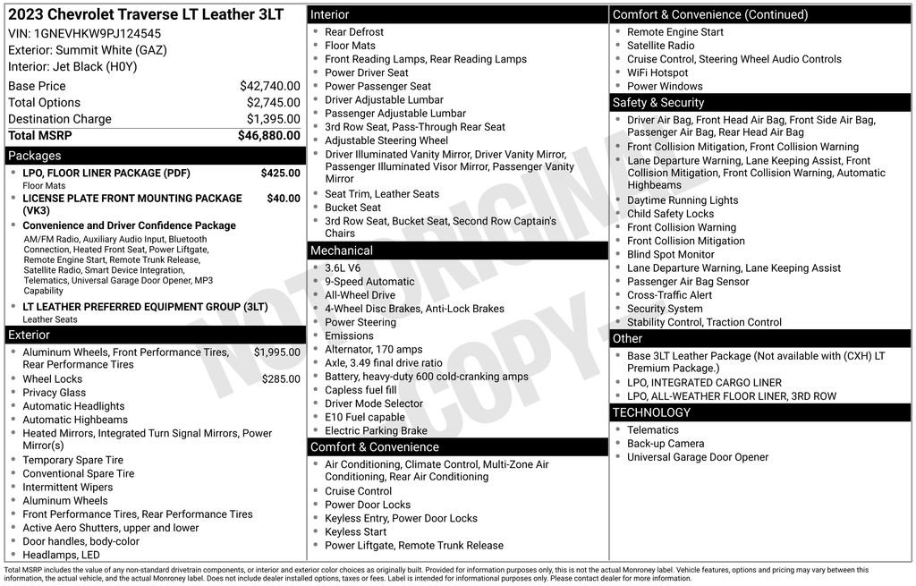 Certified 2023 Chevrolet Traverse LT w/ LPO, Floor Liner Package image 5