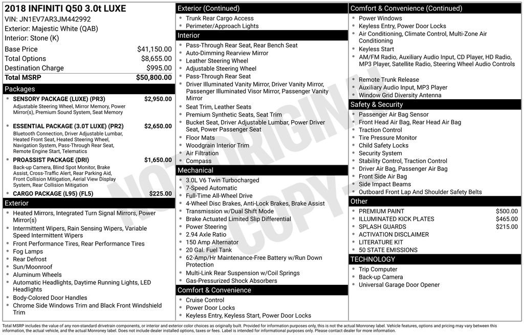 Used 2018 INFINITI Q50 Luxe w/ Sensory Package (Luxe) image 11