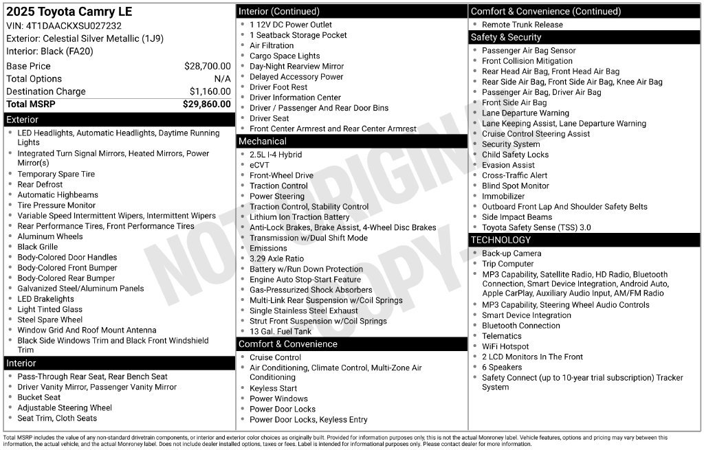 Used 2025 Toyota Camry LE FWD image 5
