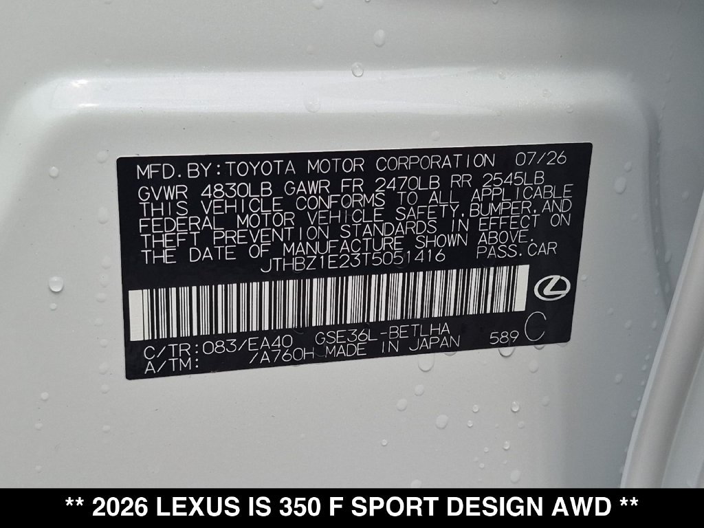 New 2026 Lexus IS 350 F Sport AWD/4WD image 18