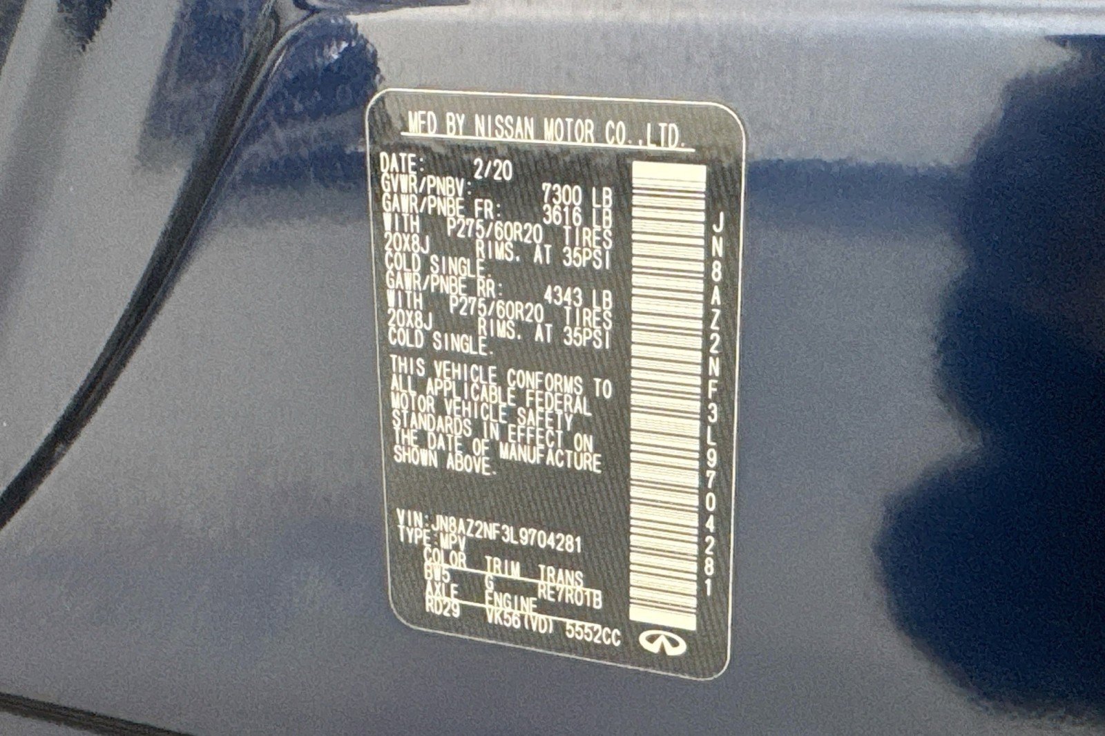 Used 2020 INFINITI QX80 Luxe w/ Proassist Package image 25