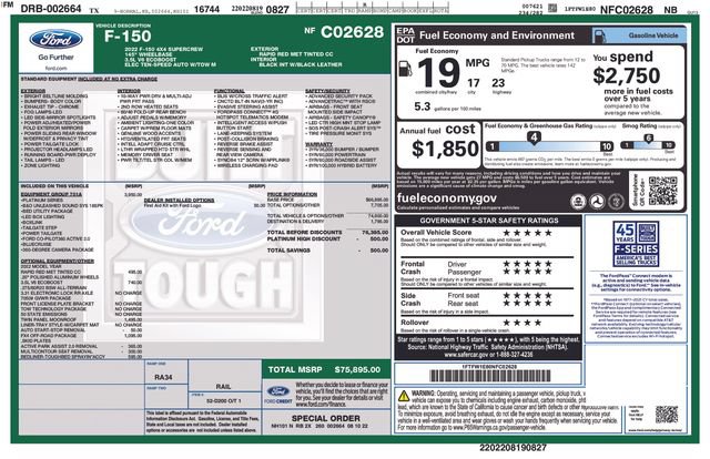 Used 2022 Ford F150 Platinum w/ Equipment Group 701A High AWD/4WD image 2